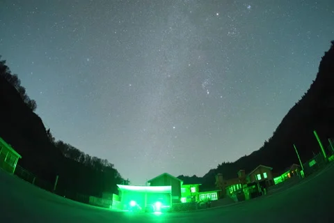 Starry sky of Beishan Forest Farm, Qinghai Mutual Aid County Stock Footage 232192629