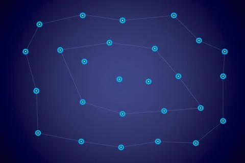Starry sky map, random schematic bright stars Stock Illustration