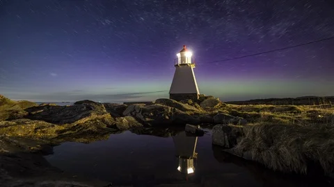Starry sky mirroring Stock Footage 87954720