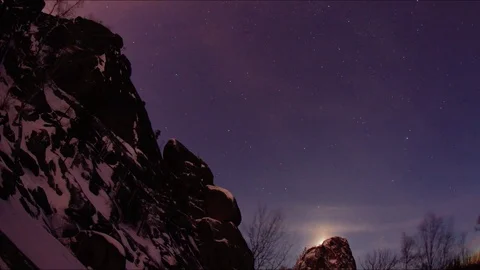 Starry sky in the mountains Stock Footage 83792618