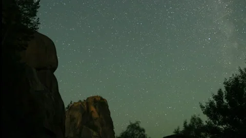 Starry sky in the mountains. Night timelapse. Stock Footage 148843623