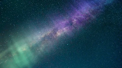 The starry sky with a northern light. time lapse Stock Footage 90017355