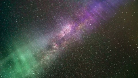 The starry sky with a northern light. time lapse Stock Footage 90017475