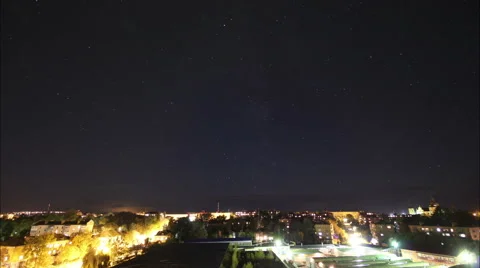 Starry Sky Over The City Stock Footage 58877310