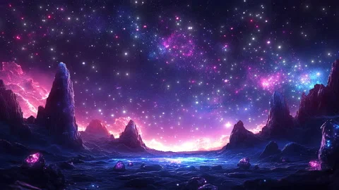 Starry Sky Over Mountains.  Seamless Loop Animation Stock Footage 302345922