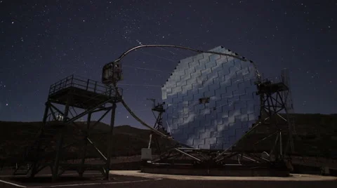 Starry Sky over Observatory Stock Footage 52380687