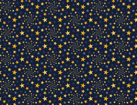 Starry sky pattern. Bright multicolored stars on blue background. Vector image. Stock Illustration