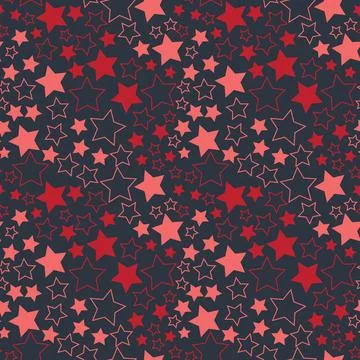 Starry sky red star on dark background seamless pattern decorative art for .. Illustrazione stock