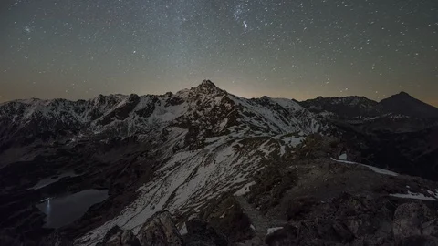 Starry sky rotating over Swinica Stock Footage 88243553