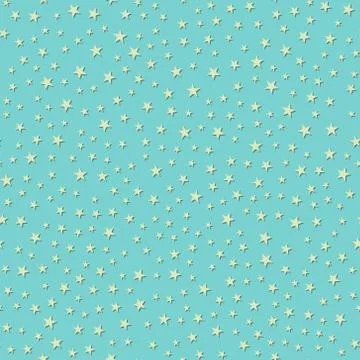 Starry sky seamless pattern in turquoise white color. Versatile uses - baby Stock Illustration