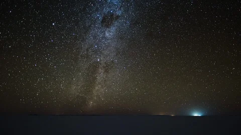 Starry sky timelapse over the salt flat of Salar de Uyuni Stock Footage 89165812