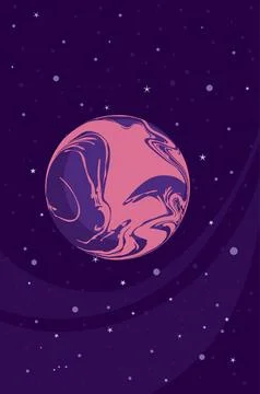 Starry space and planets retro Stock Illustration