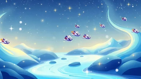 Starry Space Mountainscape: Animation Depicting Distant Worlds with Sparkling S Stock Footage 307472928