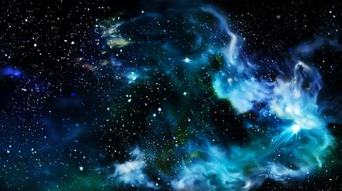 Starry space with a nebula background Stock Illustration