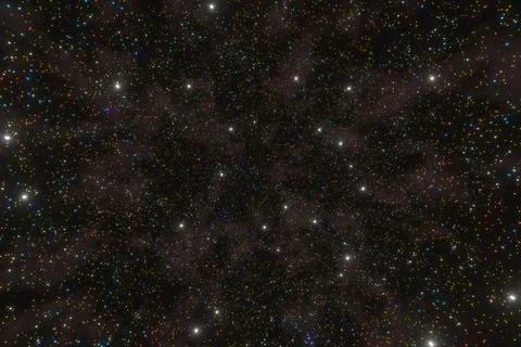 Starry space or star field background. Outer space wallpaper and starry night Stock-Illustration