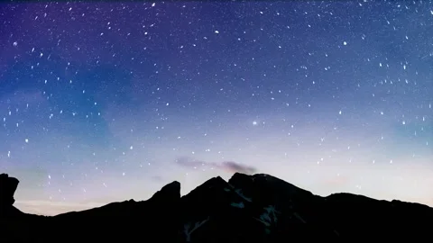 Starry Time Lapse Over Nightime Mountain Range Stock Footage 166316508
