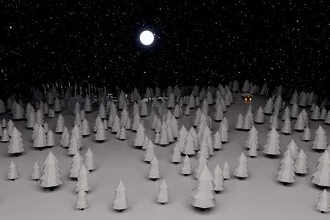 Starry winter night, 3d rendering, holy night, Christmas time Ilustración de archivo