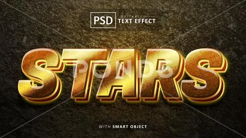 Stars 3d text effect editable PSD-sjabloon