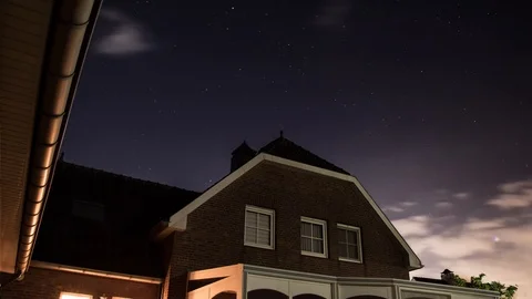Stars above a home (4K Timelapse) Stock Footage