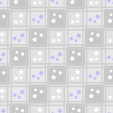 Stars abstract geometric seamless pattern with squares, blue and white stars in Stock Illustration