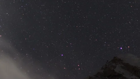 Stars and clouds racing off the summit of Mt Pumori Stock Footage 122016397