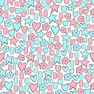 Stars and hearts. Vector  pattern. Stock Illustration