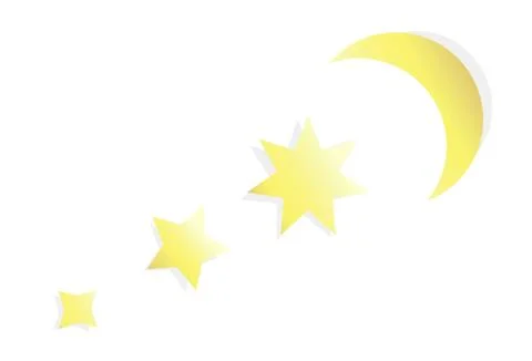 Stars and moon eclipse paper art on white isolated abstract background Stock Illustration