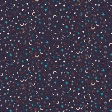 Stars and moons seamless vector pattern Stock Illustration