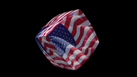 Stars and Stripes cube spinning Stock Footage