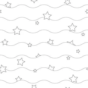 Stars and waves seamless pattern vector illustration イラスト素材
