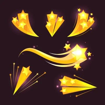 Stars burst cartoon vector elements on dark background 스톡 일러스트