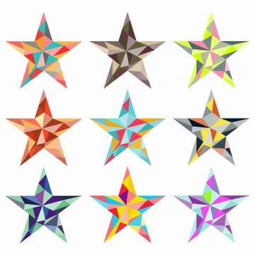 The stars of the colored triangles isolated objects Stock Illustration