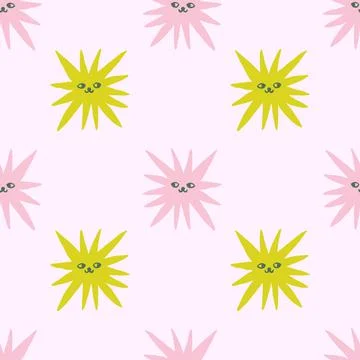 Stars cute comic characters boho doodle modern seamless pattern Stock Illustration