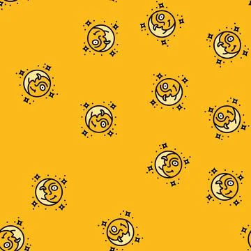 Stars cute sun character vector seamless pattern Stock Illustration