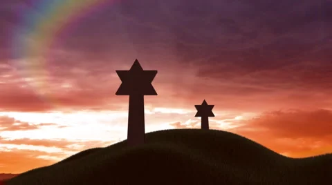 Stars of David on a hill Stock Footage 1044968