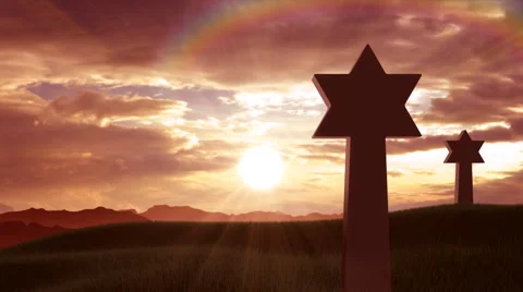 Stars of David on a hill Stock Footage 1044977