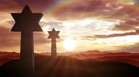 Stars of David on a hill Stock Footage 1051750