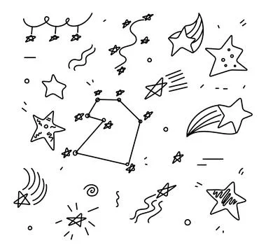Stars Doodle Vector Isolated Vector Set Stock Illustration