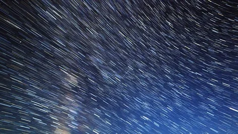 Stars draw lines and clouds. Night landscape. Russia Stock Footage 84138321
