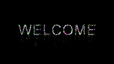 Stars falling from Welcome text Stock Footage 336424137