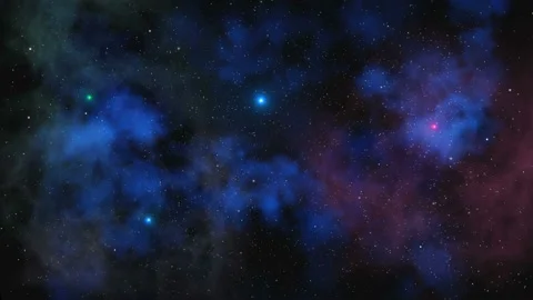 Stars fly past on a background of clouds and gas in space Stock Footage 91661246