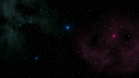 Stars fly past on a background of clouds and gas in space Stock Footage 91984572