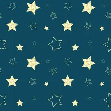 Stars gold pattern dark blue background. Stock Illustration