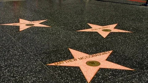 Stars on the Hollywood Walk of Fame Stock Footage