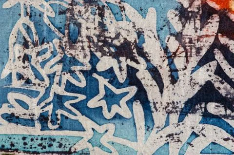 Stars, hot batik, background texture, handmade on silk, abstract surrealism Stock Illustration