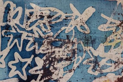 Stars, hot batik, background texture, handmade on silk, abstract surrealism Stock Illustration