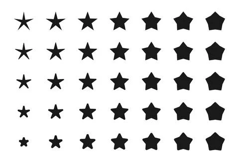 Stars icon set from sharp to blunt Stock Illustration