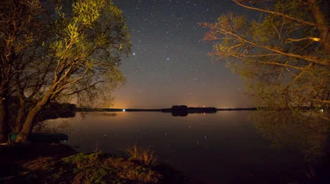 Stars at the lake Stock Footage 23780893