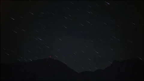 Stars, with a Mountain background Night Time Lapse Stock Footage 293573571
