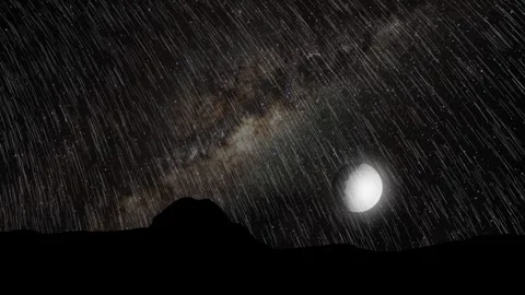 Stars mountain moon galaxy.mp4 Stock Footage 343872017